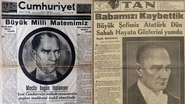 10 Kasım 1938'in gazete manşetleri...