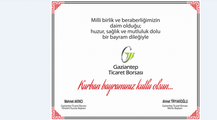Gaziantep Ticaret Borsası'ndan Kurban Bayramı kutlaması