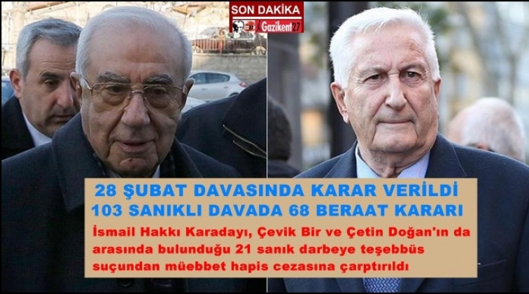 28 Şubat davasında karar: 68 sanık için beraat