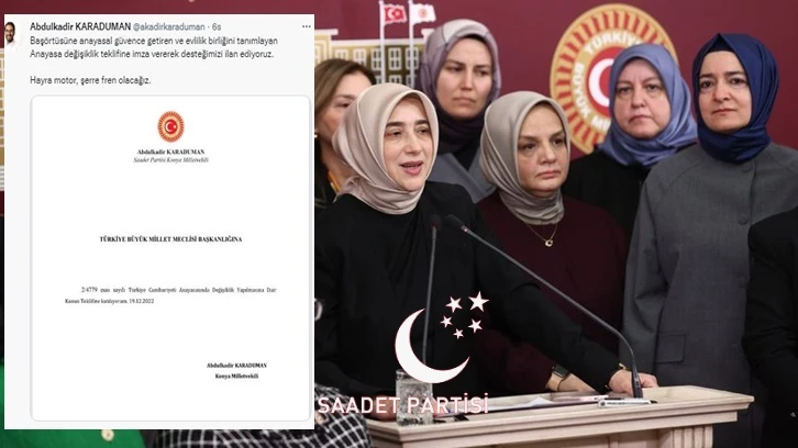 AKP'nin anayasa teklifine Saadet Partisi'nden destek!