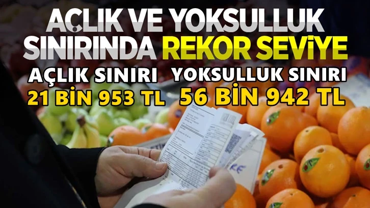 Açlık sınırı 21 bin 953 lira, yoksulluk sınırı 56 bin 942 lira oldu!