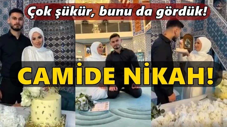 Camide pasta kesip, nikah kıydılar!