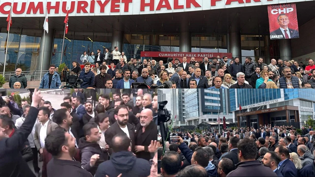 CHP Genel Merkezi &ouml;n&uuml;nde arbede: Mafya kılıklı insanlar parti basıyor!
