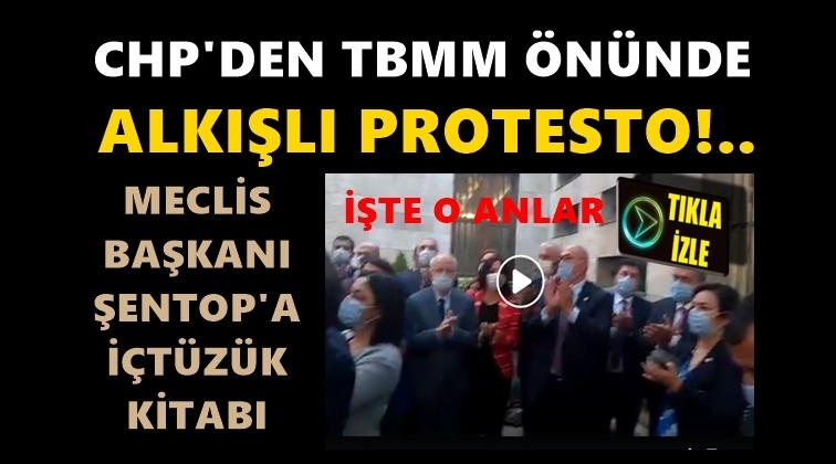 CHP, TBMM önüne  içtüzük kitabı bıraktı