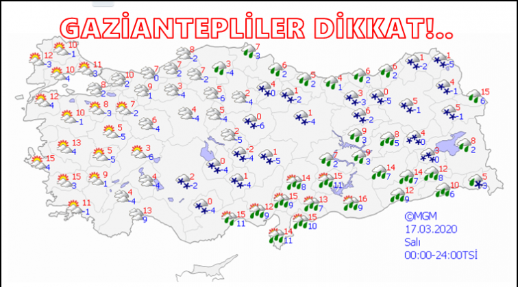 Dikkat Gaziantep'te şiddetli yağış bekleniyor!