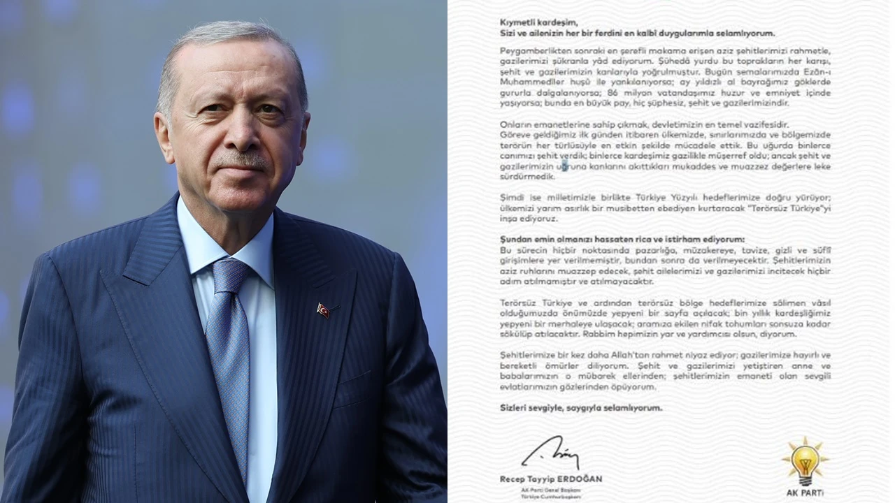 Erdoğan'dan şehit ailelerine AKP logolu mektup