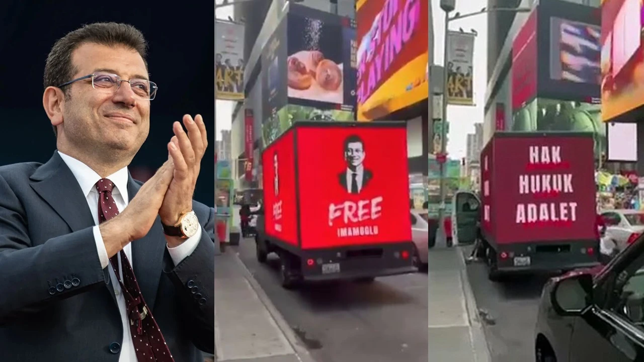 Erdoğan’ın New York ziyaretinde ''Free İmamoğlu'' kamyonu...