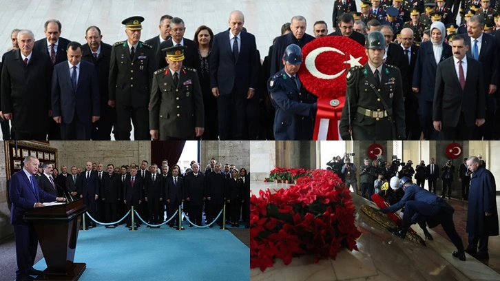 Erdoğan ve devlet erkanı Anıtkabir'de...