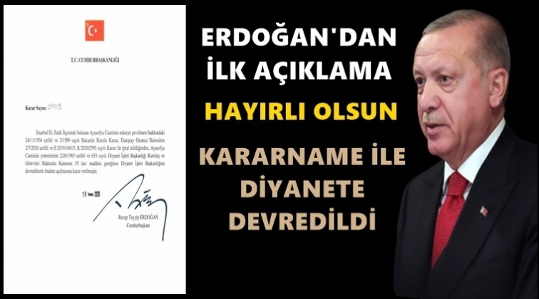 Erdoğan’dan Ayasofya kararnamesi