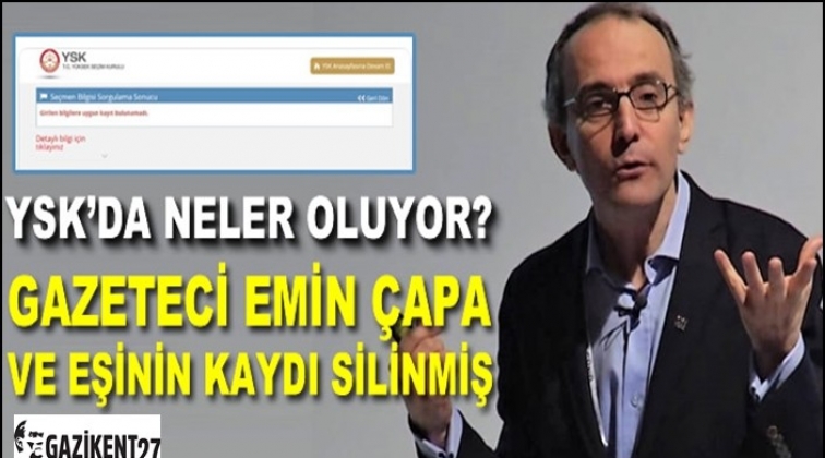 Gazeteci Emin &Ccedil;apa ve eşinin se&ccedil;men kaydı silinmiş