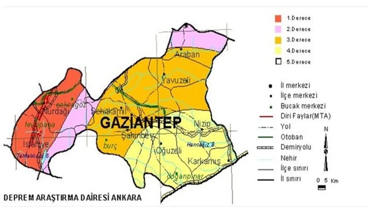 Gaziantep fay hattı hangi ilçelerden geçiyor? 