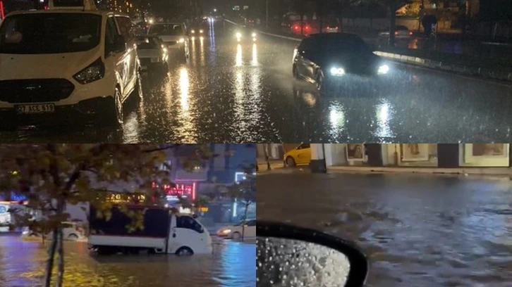 Gaziantep'te yağış hayatı felç etti, araçlar mahsur kaldı!