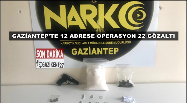 Gaziantep'te 12 adrese eş zamanlı operasyon