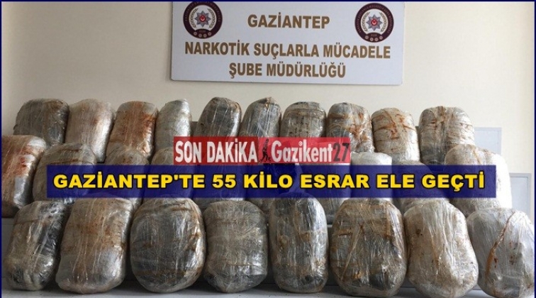 Gaziantep'te 55 kilogram esrar ele ge&ccedil;irildi