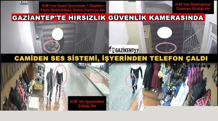 Gaziantep'te camiden hırsızlık güvenlik kamerasında