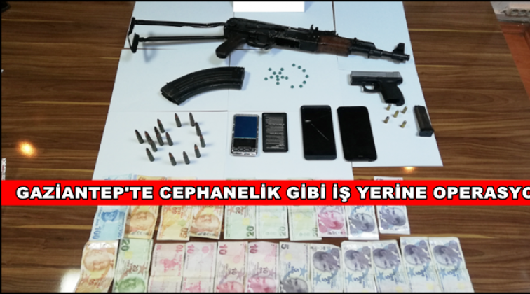 Gaziantep'te cephanelik gibi iş yerine operasyon