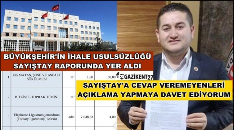 Gaziantep'te ihalede usuls&uuml;zl&uuml;k sayıştay raporunda