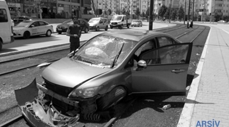 Gaziantep'te tramvay yolunda kaza