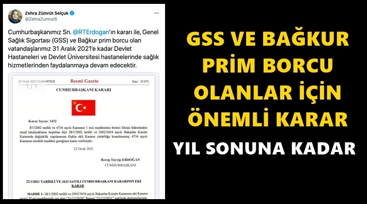 GSS ve Bağ-Kur prim borcu olanlar için önemli karar