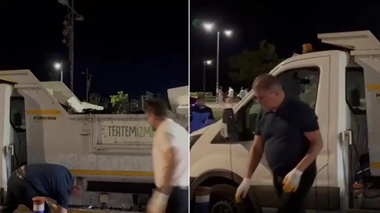 İşçiler grevde: İzmir'de Büyükşehir Belediye Başkanı Cemil Tugay Kordon'da çöp topladı