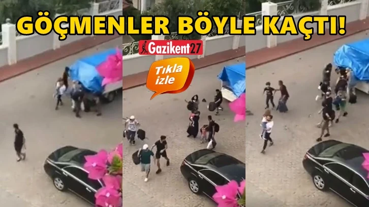 Kamyonet kasasındaki kaçak göçmenler böyle kaçtı!