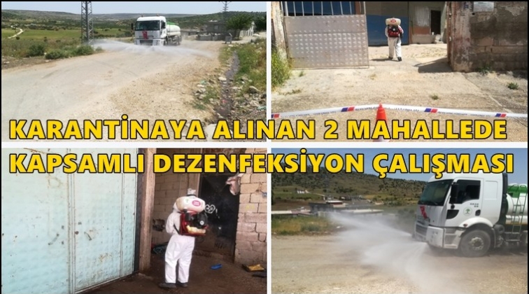 Karantinaya alınan mahallede dezenfeksiyon