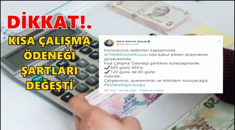 Kısa Çalışma Ödeneği şartları değiştirildi