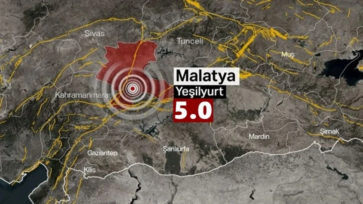 Malatya'da 5 büyüklüğünde deprem