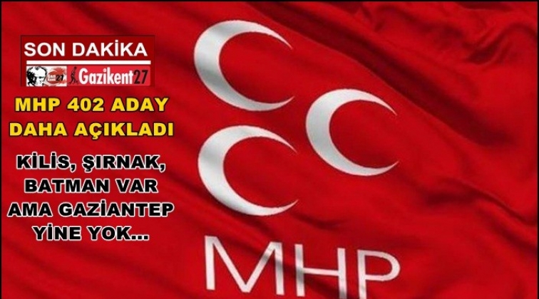 MHP 402 adayını açıkladı, Gaziantep yok!..