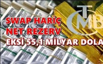 Net rezerv eksi 55,1 milyar dolara geriledi...