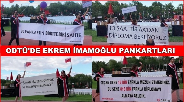 ODTÜ’de törene İmamoğlu pankartı damga vurdu