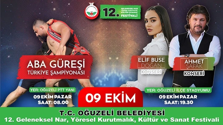 Oğuzeli'nde Nar ve Kurutmalık Festivali başlıyor