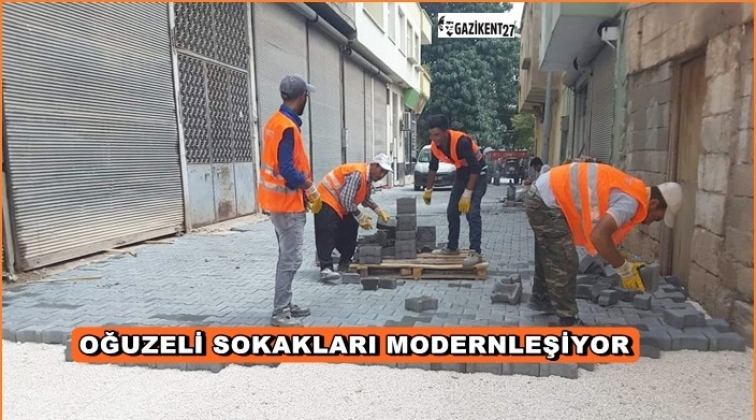 Oğuzeli'nde kilit taşı &ccedil;alışmaları s&uuml;r&uuml;yor