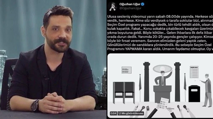 Oğuzhan Uğur 'Seçim Özel' programını iptal etti!