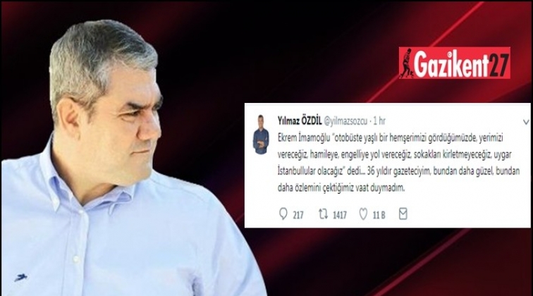 &Ouml;zdil&rsquo;den &ccedil;ok konuşulacak İmamoğlu paylaşımı