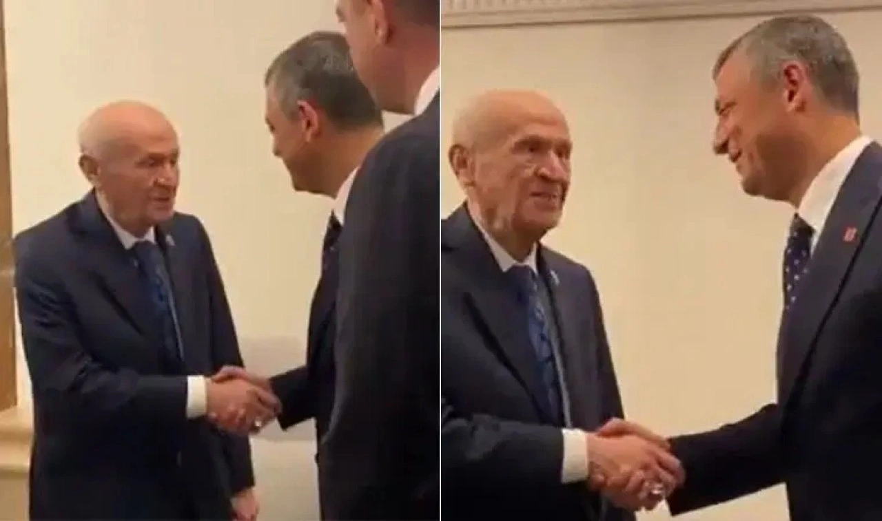 Özgür Özel ile Bahçeli kuliste tokalaştı: 'Çok hareketlisiniz maşallah'