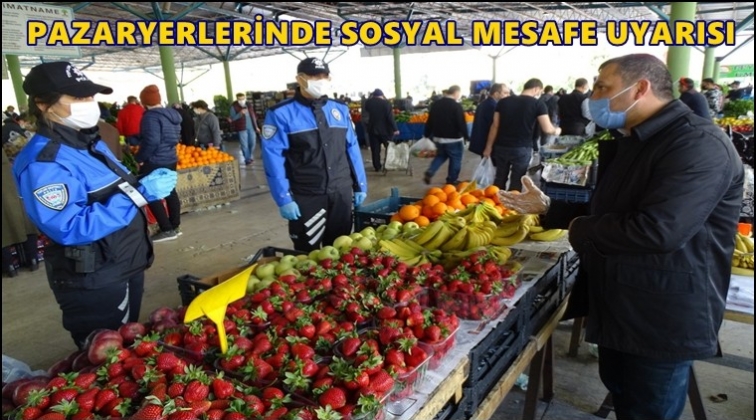 Pazar yerlerinde sosyal mesafe uyarısı