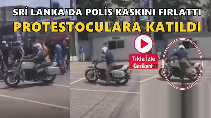 Polis kaskını fırlatarak eylemcilere katıldı!