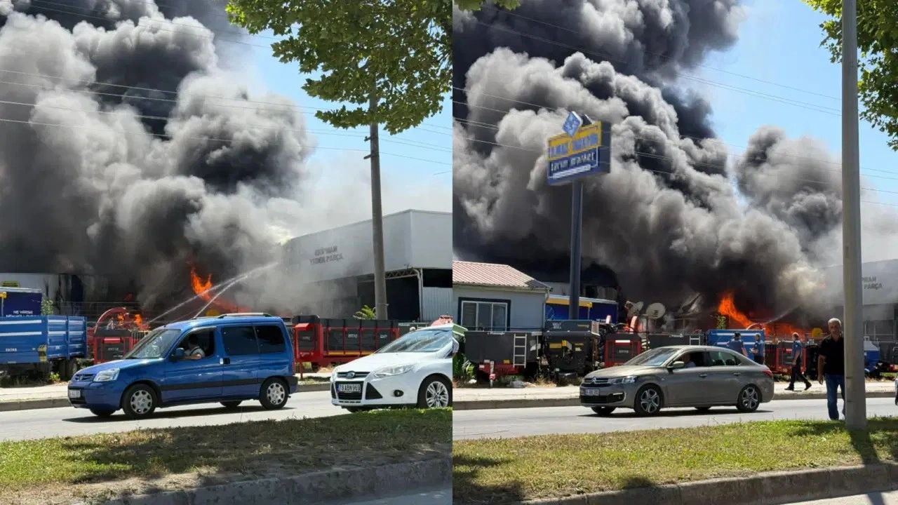 Sakarya'da traktör bayisinde korkutan yangın!