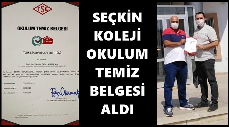 Seçkin Koleji “Okulum Temiz Belgesi”ni aldı