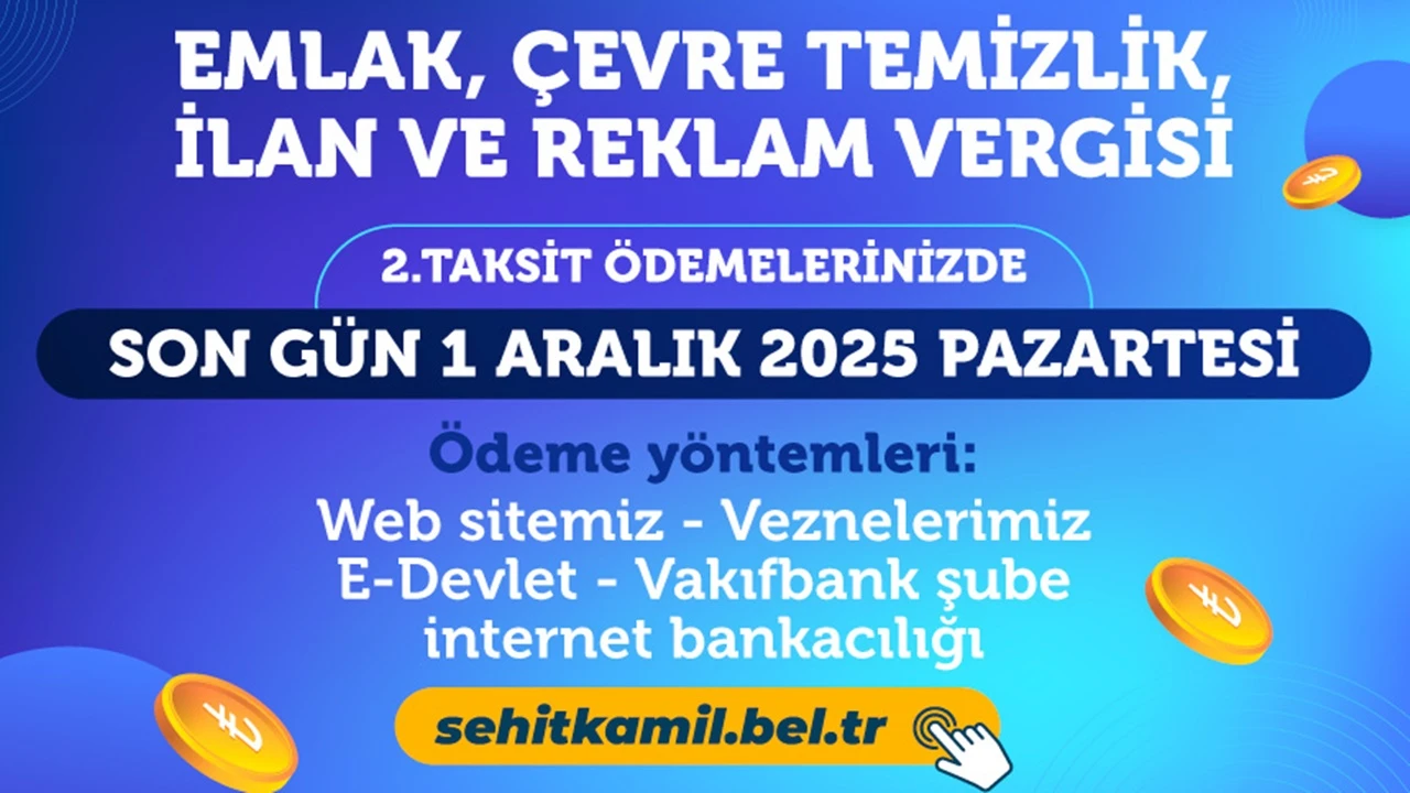 Şehitkamil Belediyesi vergi ödemelerinde son gün 1 Aralık 