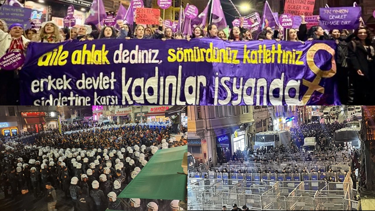 Şiddete karşı sokağa çıkan kadınlara polis ablukası...