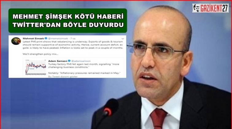 Şimşek kötü haberi böyle duyurdu...