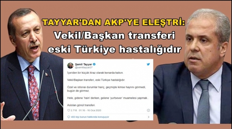 Tayyar'dan Erdoğan'a ve AKP'ye tepki