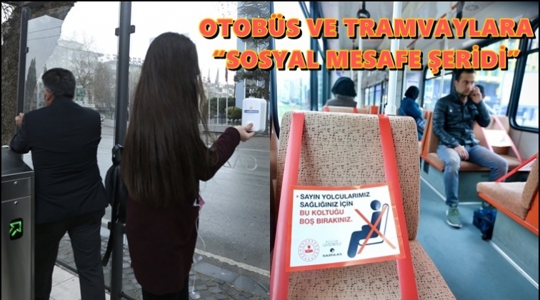 Toplu taşımada sosyal mesafe şeridi