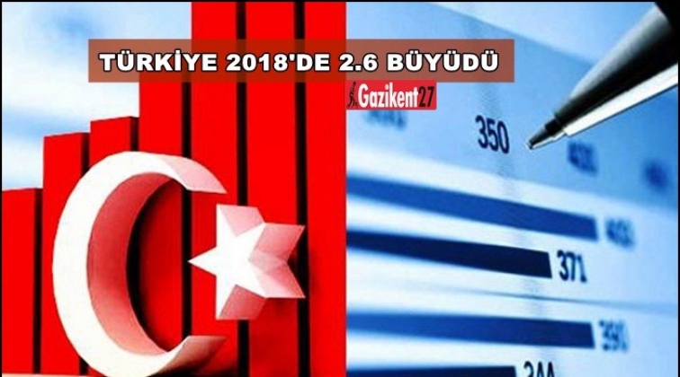 Türkiye ekonomisi 2018'de yüzde 2.6 büyüdü