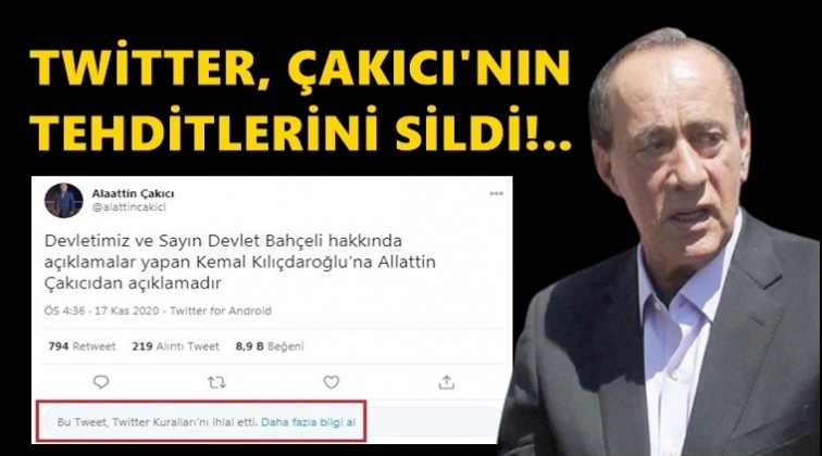 Twitter, Çakıcı’nın tehdidini sildi!