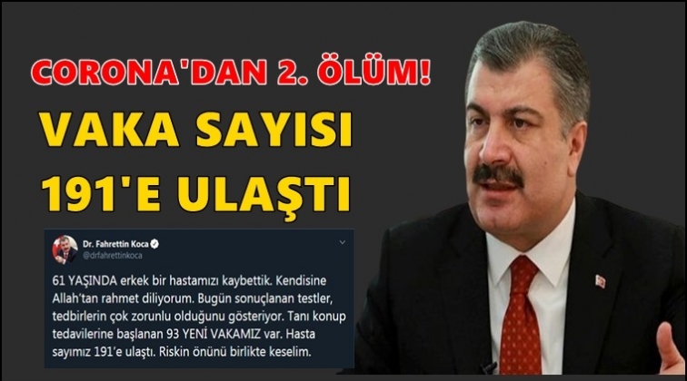 Vaka sayısı 191’e ölü sayısı 2’ye yükseldi