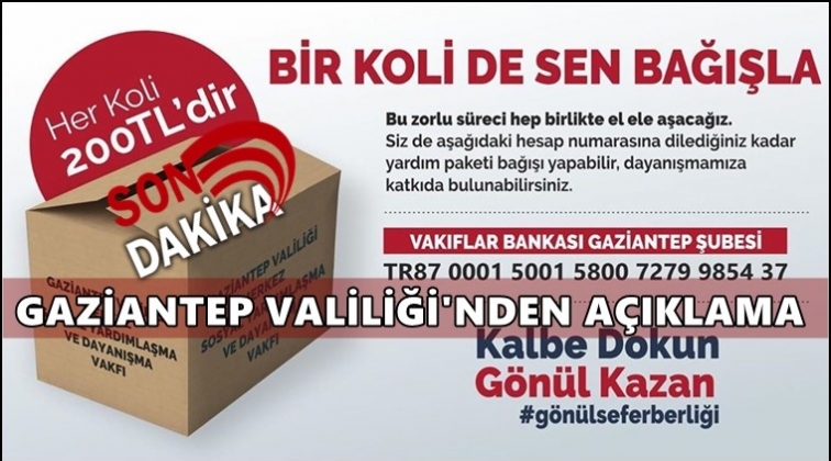 Valilikten yardım kampanyası açıklaması