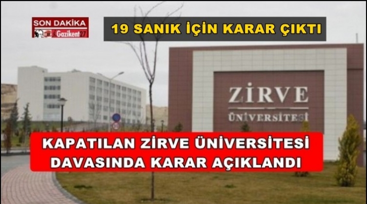 Zirve Üniversitesi Davası'nda karar çıktı